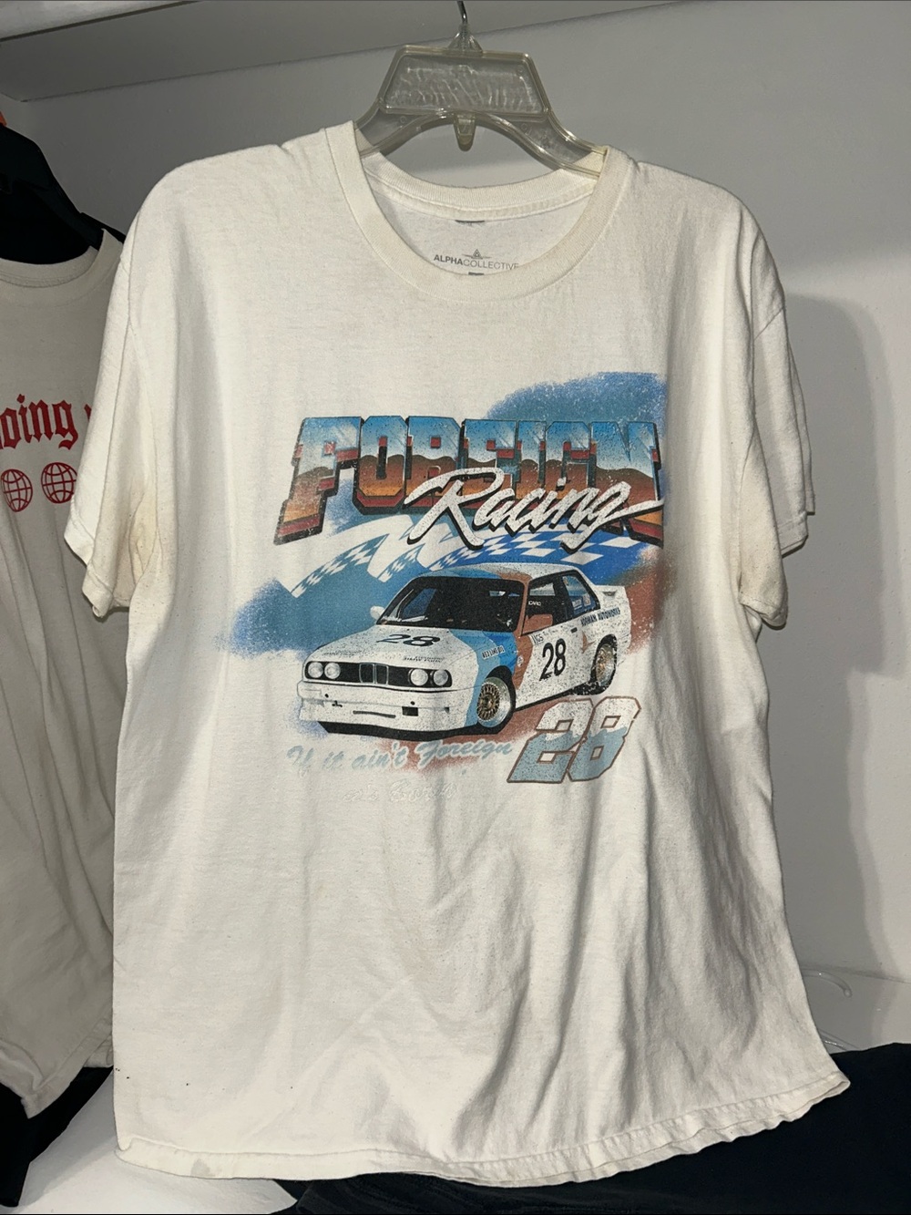 ALOHA Collection White 'Foreign Racing' Graphic Tee - Men's